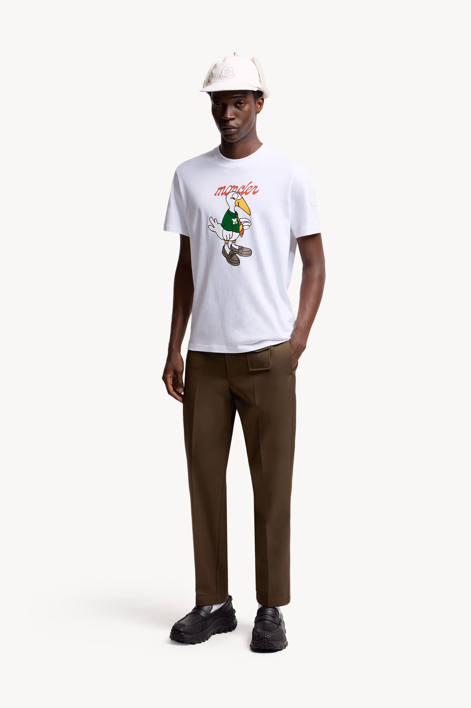 Mascot Logo Cotton T-Shirt Men White Moncler 0